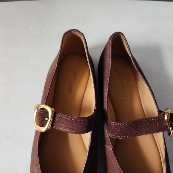 Madewell Mary Jane Flats Womens Size 7 Remy Brown Suede Leather Buckle Shoes - Picture 7 of 11
